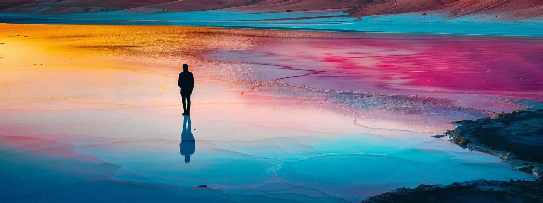 a lone figure standing in a vast, colorful emotional landscape, contemplating their sensitivity and seeking ways to navigate intense feelings.