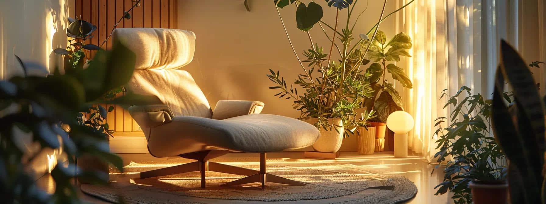 a serene therapy room bathed in soft, natural light, featuring a cozy armchair surrounded by calming greenery, embodying a sense of healing and hope.