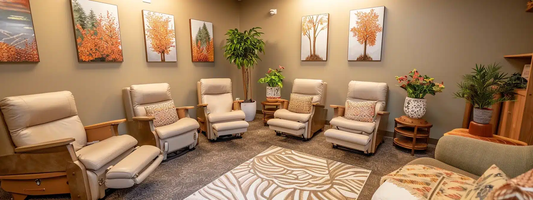 a peaceful and welcoming therapy room with soft lighting, comfortable seating, and calming decor to dispel misconceptions about therapy.