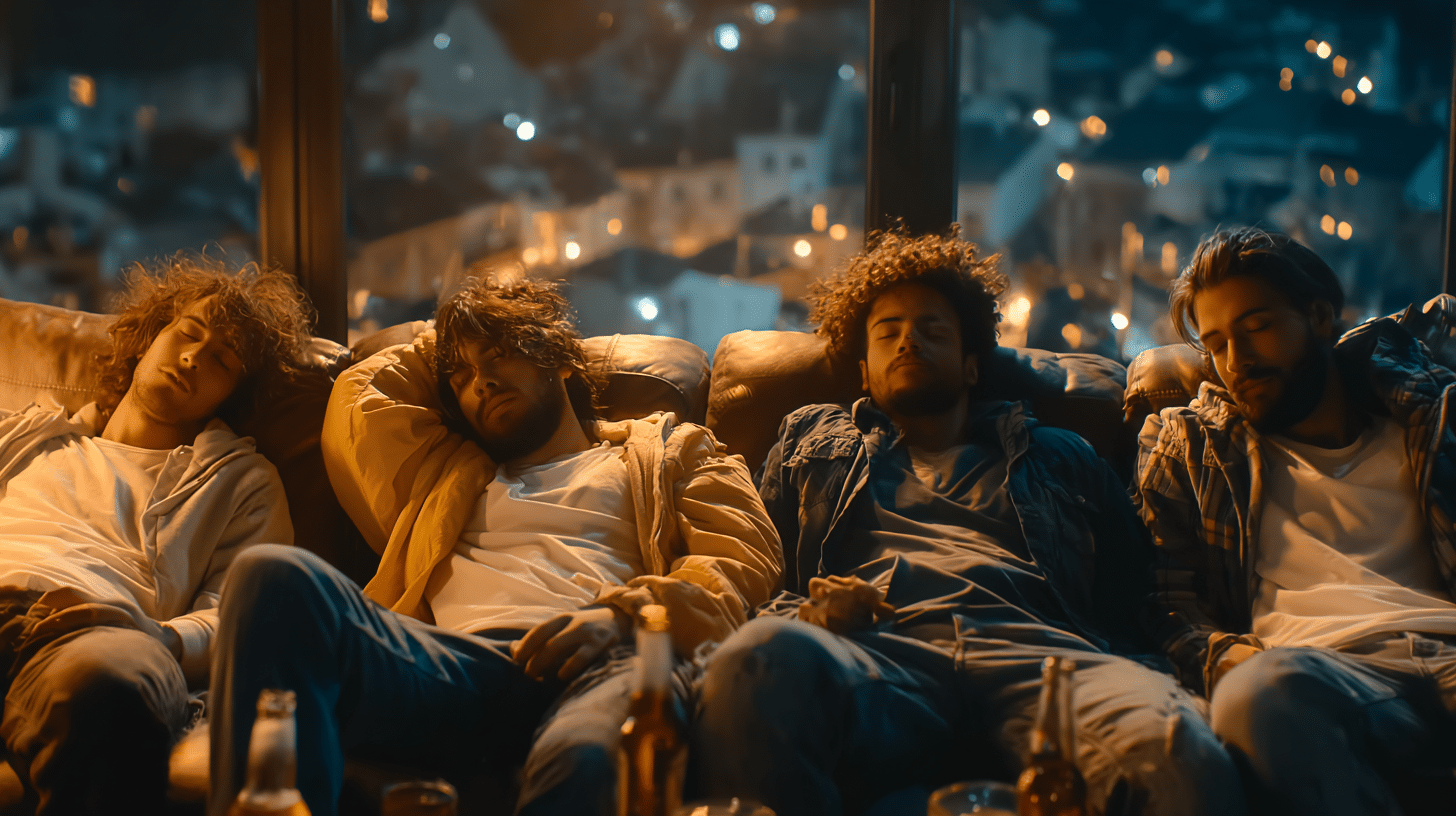 a group of friends feeling the effects of binge drinking